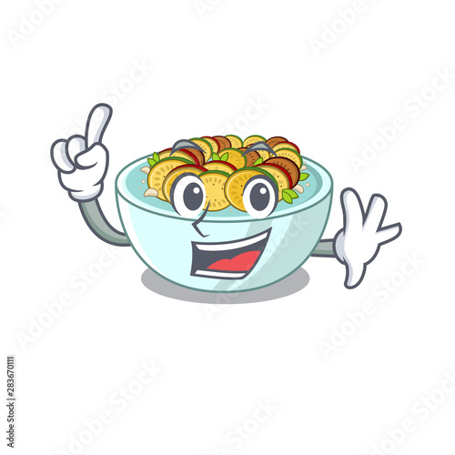 Finger ratatouille on a cartoon wooden table