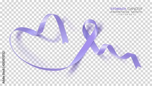 Stomach Cancer Awareness Month. Periwinkle Color Ribbon Isolated On Transparent Background. Vector Design Template For Poster.