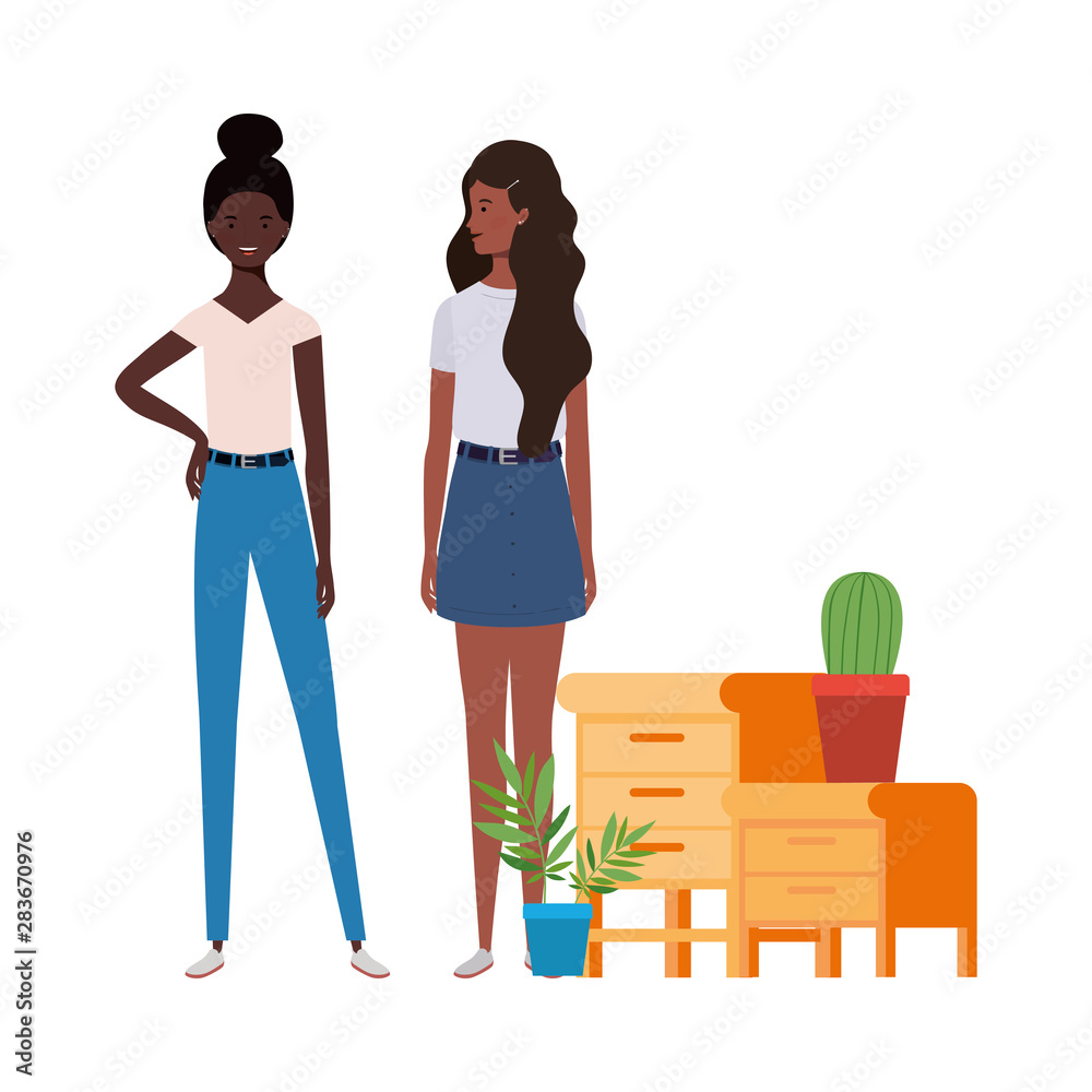 women standing with bookshelf of wooden and books women standing with bookshelf of wooden and books