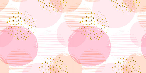 Fotobehang Lichtroze patronen Abstract geometrisch patroon met cirkels  © Nadia Grapes