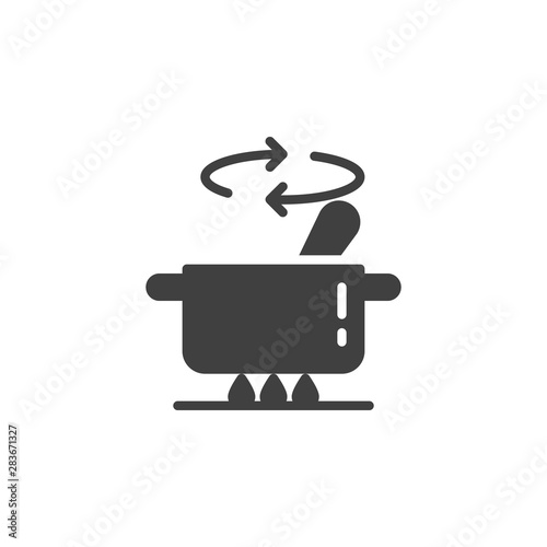 Cooking instructions vector icon. Saucepan on stove filled flat sign for mobile concept and web design. Stirring food in pan glyph icon. Symbol, logo illustration. Vector graphics