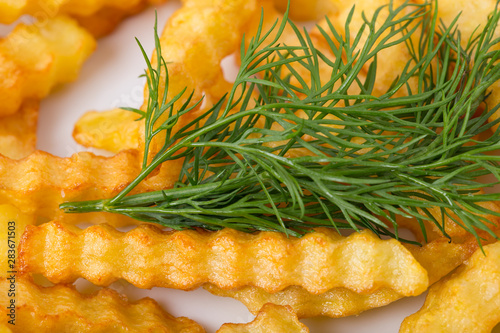 Delicious french fries with dill.