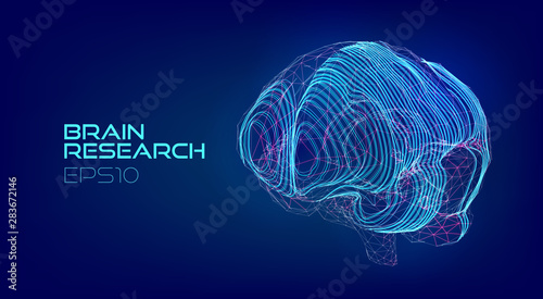 Brain scanning medical hologram. Cyberpunk biotechnology virtual photo