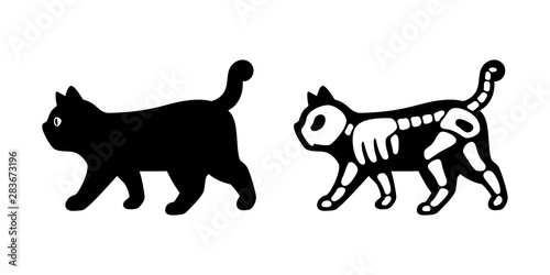 cat vector Halloween icon kitten skull logo bone skeleton symbol cartoon character illustration doodle design