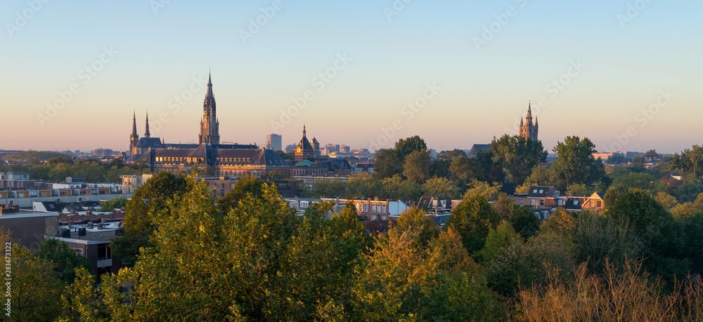 panorama of the city of Delft, the Netherlands