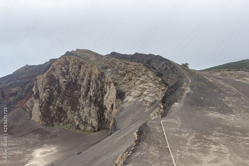 Capelinhos volcano on western coast on Faial island, Azores, Portugal. Last volcano eruption was in 1957.