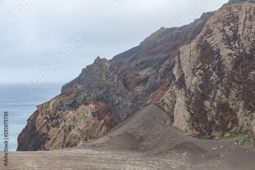 Obraz na płótnie Capelinhos volcano on western coast on Faial island, Azores, Portugal. Last volcano eruption was in 1957. w salonie