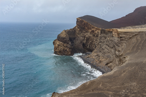 Obraz na płótnie Capelinhos volcano on western coast on Faial island, Azores, Portugal. Last volcano eruption was in 1957. w salonie