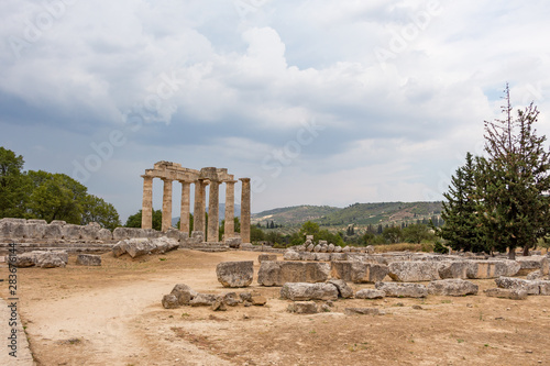 The Temple of Nemean Zeus in the ancient Nemea archeological site, Peloponnese, Greece