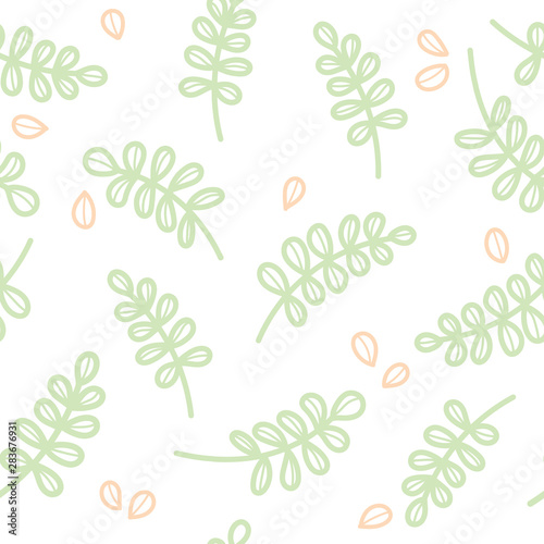 Green floral seamless pattern. Soft design. Endless texture for wrapping, textiles, paper.