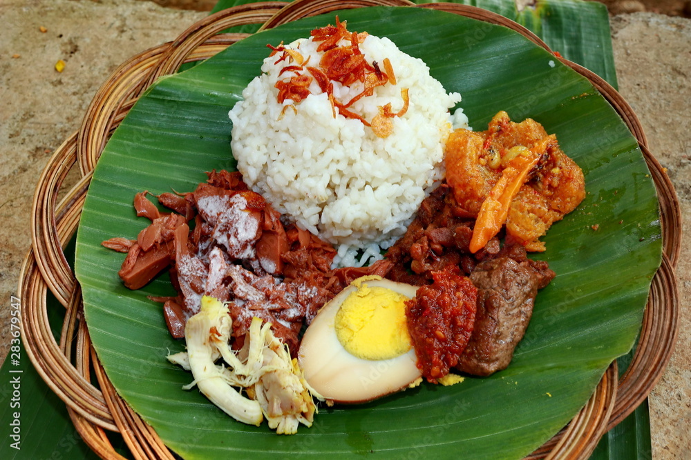 Nasi Gudeg. A signature rice dish from Jogjakarta. Jack fruit stew ...