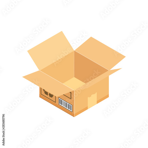 Corrugated box. Isometric vector illustration isolated on white background.