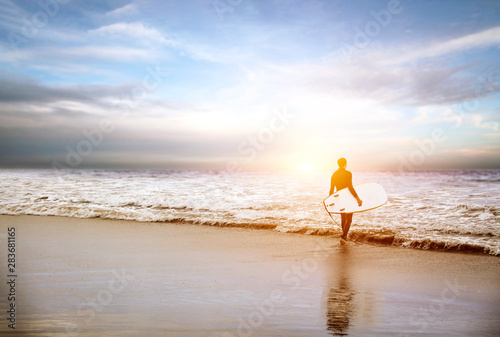 Summer time on beach and ocean landscape. 