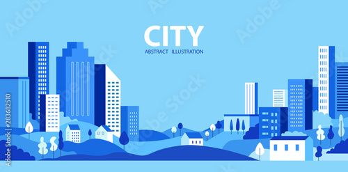 City skyline Vector illustration. Urban landscape. Daytime cityscape