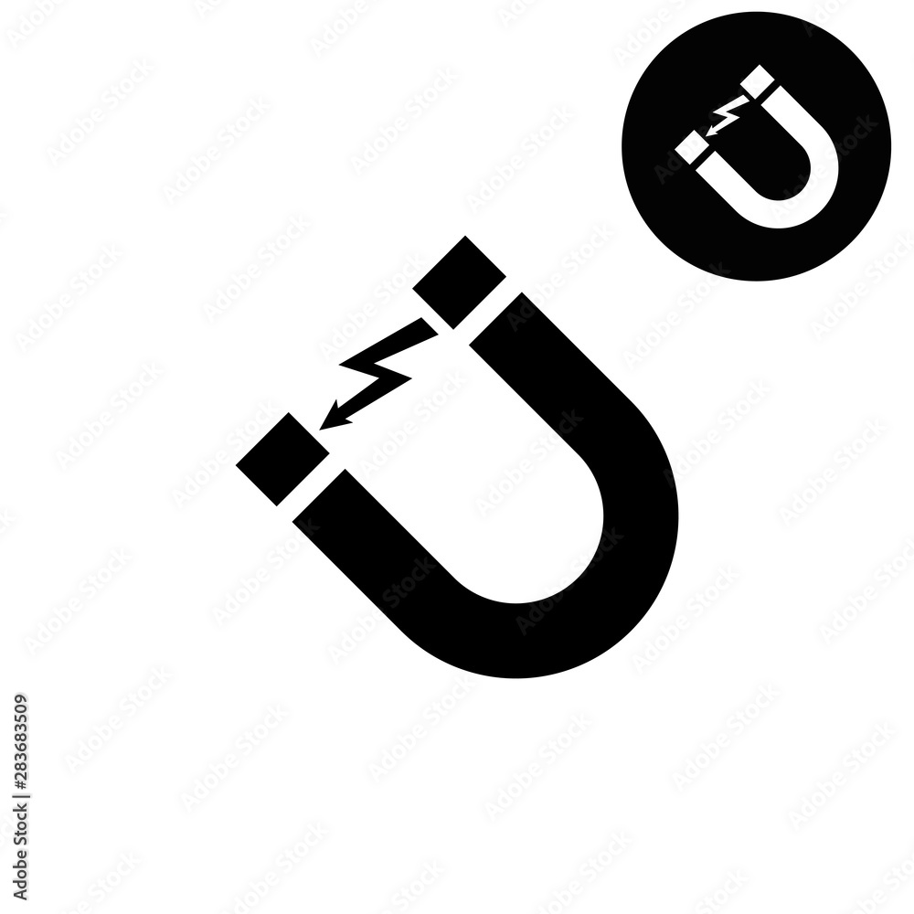 Attention magnet sign - white vector icon Attention magnet sign - white vector icon