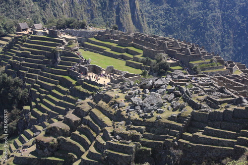 Machu Picchu Incan citadel in the Andes Mountains in Peru photo