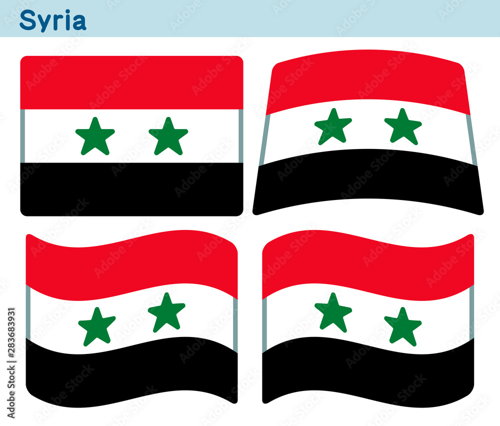 「シリアの国旗」4個の形のアイコンデザイン