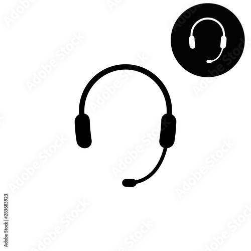 Headphone for support or service  - white vector icon