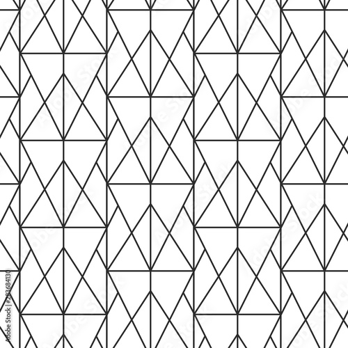 Vector geometric seamless pattern, black and white elegant minimal ornament