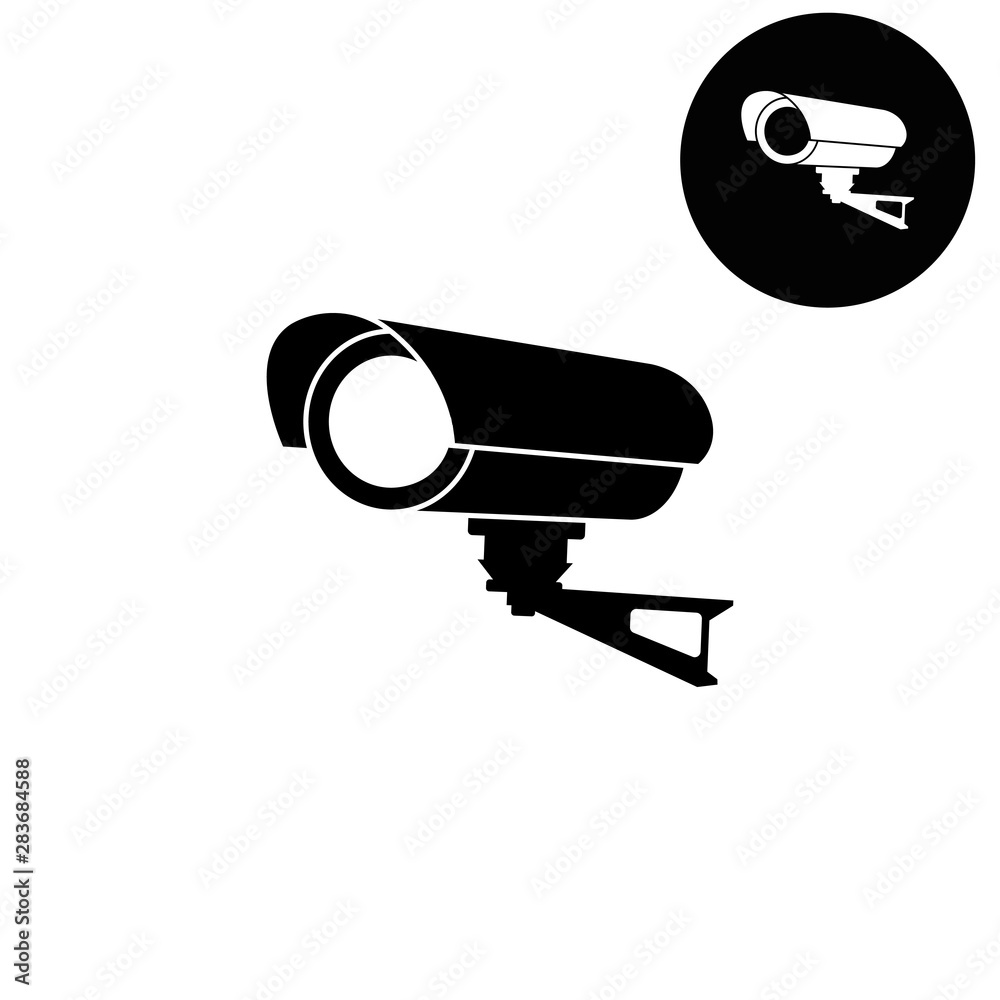 Video surveillance CCTV Camera - white vector icon Video surveillance CCTV Camera - white vector icon