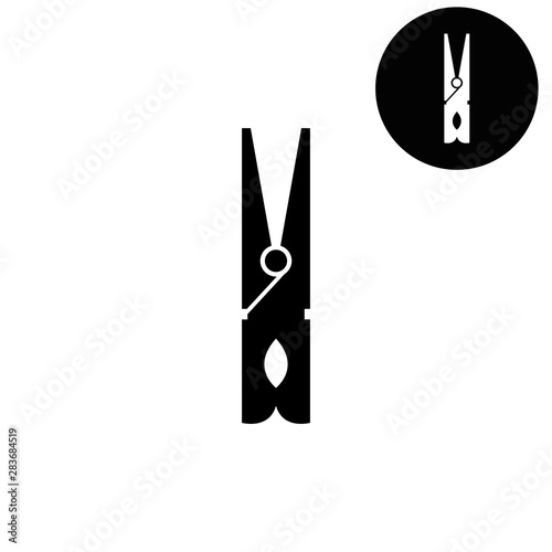 black clothes peg  - white vector icon