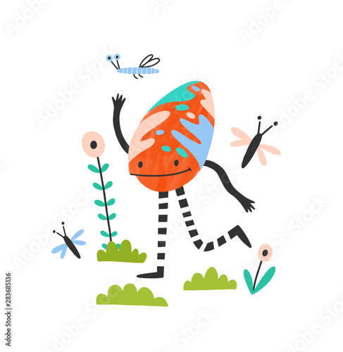 Strange funny egg-shaped monster, alien or extraterrestrial