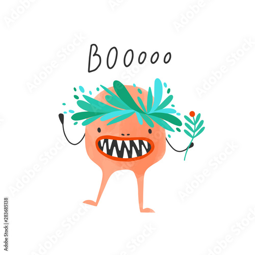 Weird monster, alien or extraterrestrial with fangs