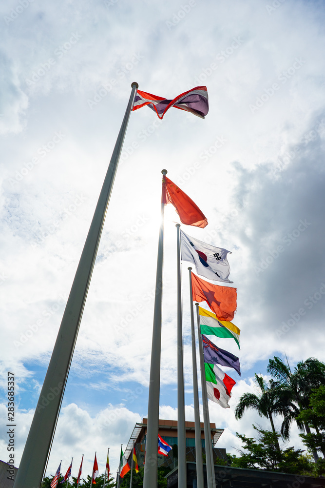 Many countries have flags that pass through the sun.