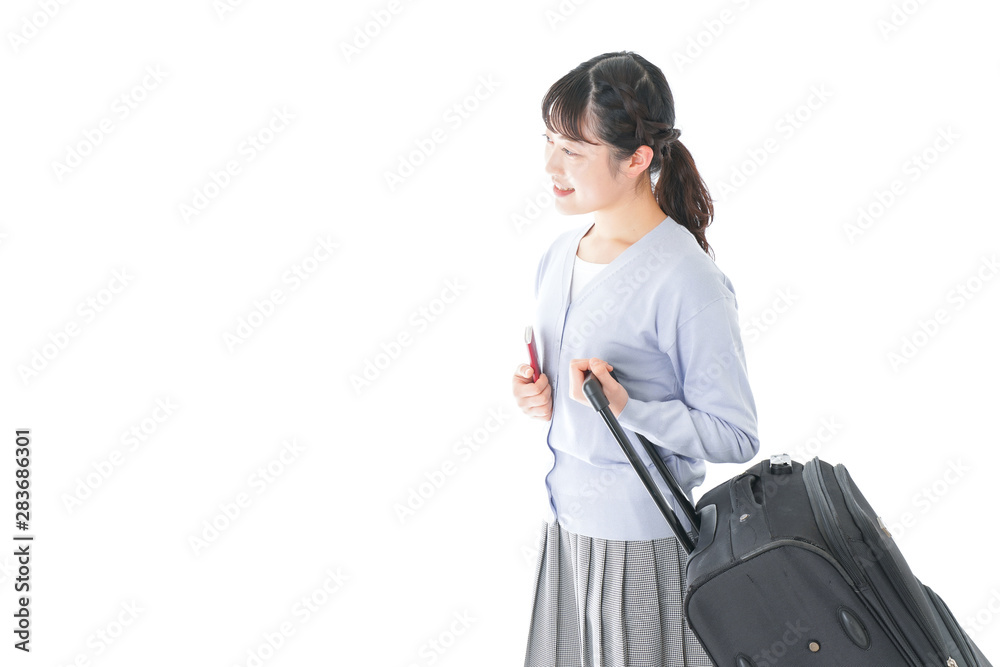 海外旅行に出かける若い女性 海外旅行に出かける若い女性