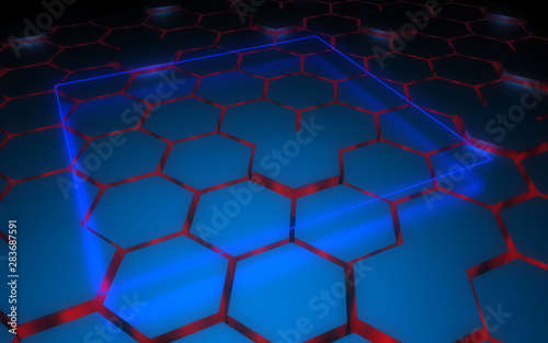 3D hexagonal abstract background. 3d illustration