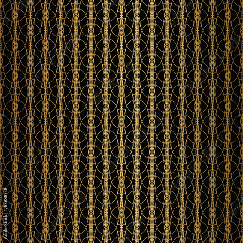 Art Deco Pattern. Seamless black and gold background