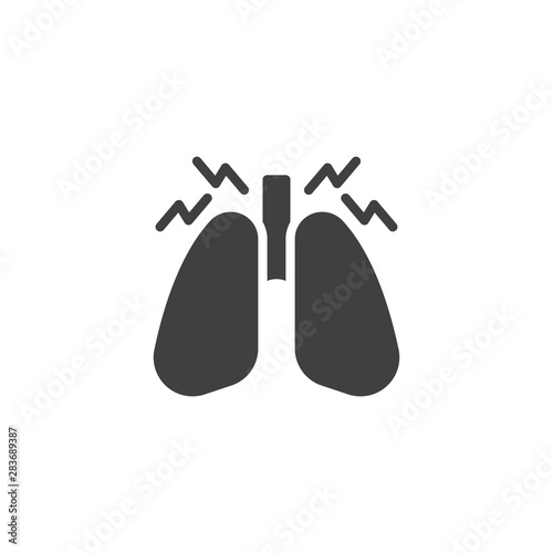 Human lungs pain vector icon. filled flat sign for mobile concept and web design. lung inflammation glyph icon. Pneumonia symbol, logo illustration. Vector graphics