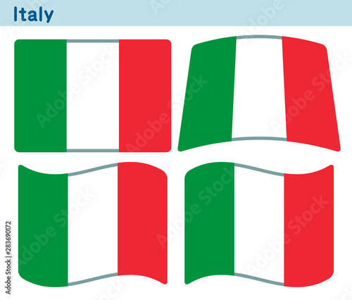「イタリアの国旗」4個の形のアイコンデザイン