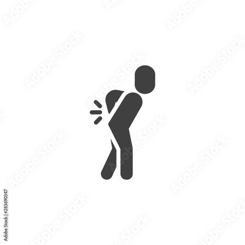 Lumbar pain vector icon. backache filled flat sign for mobile concept and web design. Man with back pain glyph icon. Symbol, logo illustration. Vector graphics