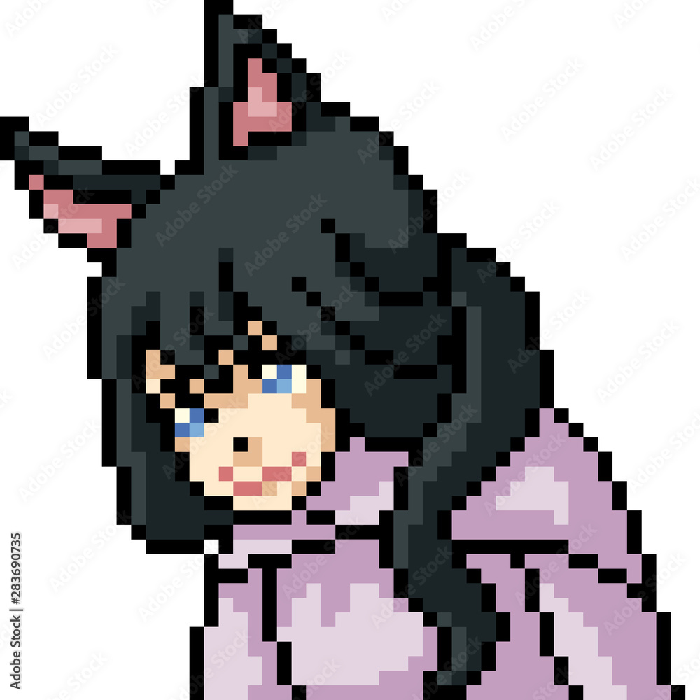 vector pixel art anime girl vector pixel art anime girl