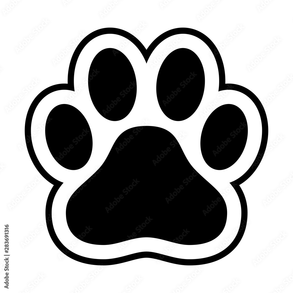 Animal paw print dog cat vector icon Stock Vector