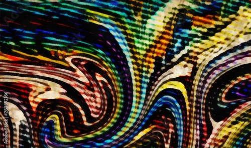 Abstract marble pop dots comics pattern. Colorful swirl background on old paper pattern. Multicolored texture artwork.