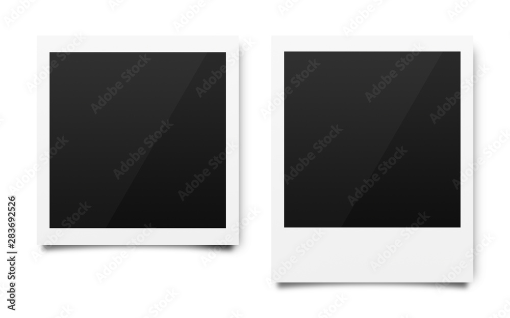 Empty polaroid photo frames mockups template on a pure white background for  putting your pictures. Paper sheet for printing images or recording picture  of film cameras. ( Clipping path ) Stock-illustration