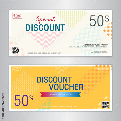 Gift certificate, voucher, gift card or cash coupon template in vector format