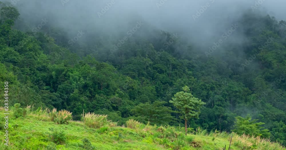 Timelapse of beautiful mountains and nice clouds in rainy season at Khao Kho, Phetchabun, Thailand
