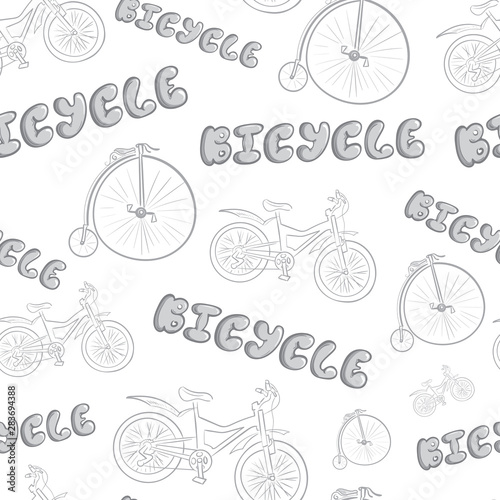 Bicycles sketch grey seamless texture © Chernoskutov