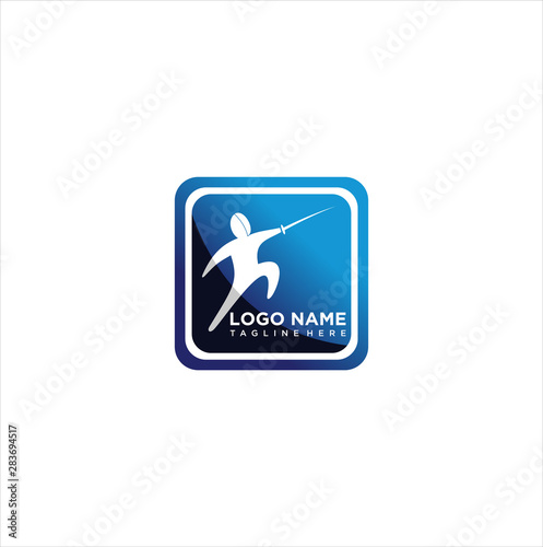 Fencing Logo Design Vector Stock Template. Sport Fencing Logo Design