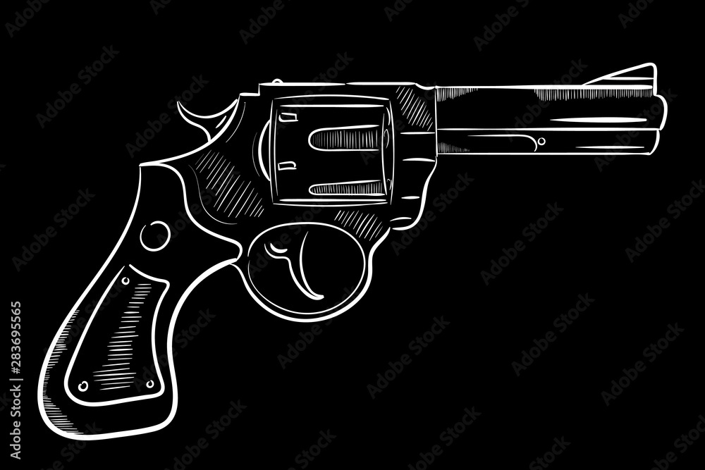 Short revolver sketch on black