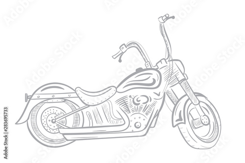 Sketch biker motorcycle on white