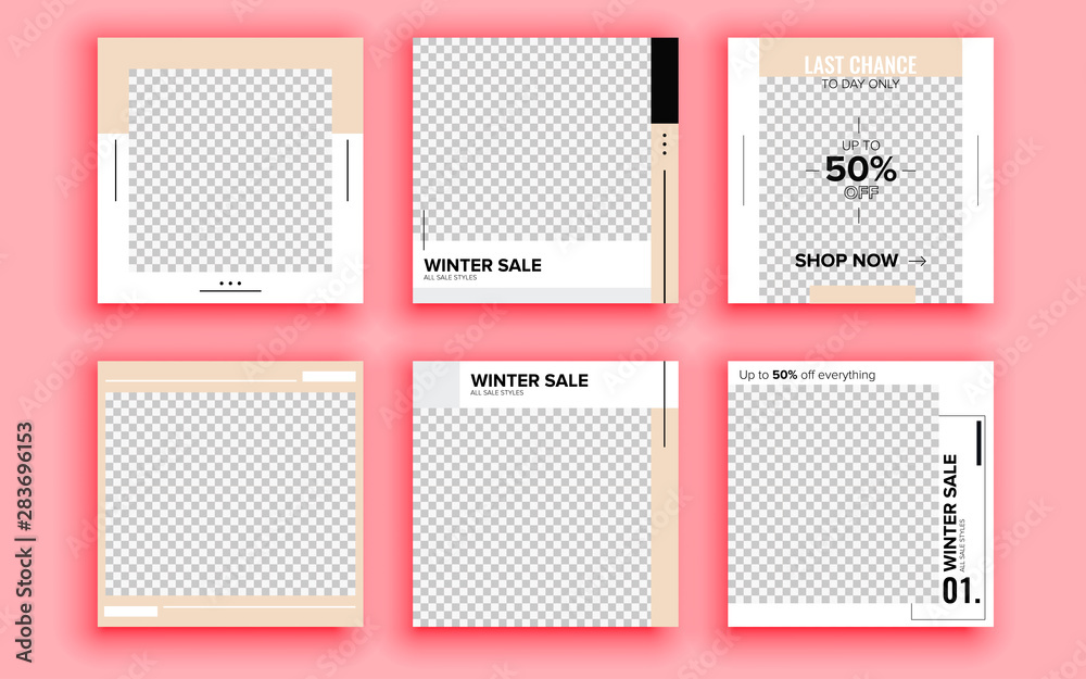 Set of sale banner template design. Vector illustration.