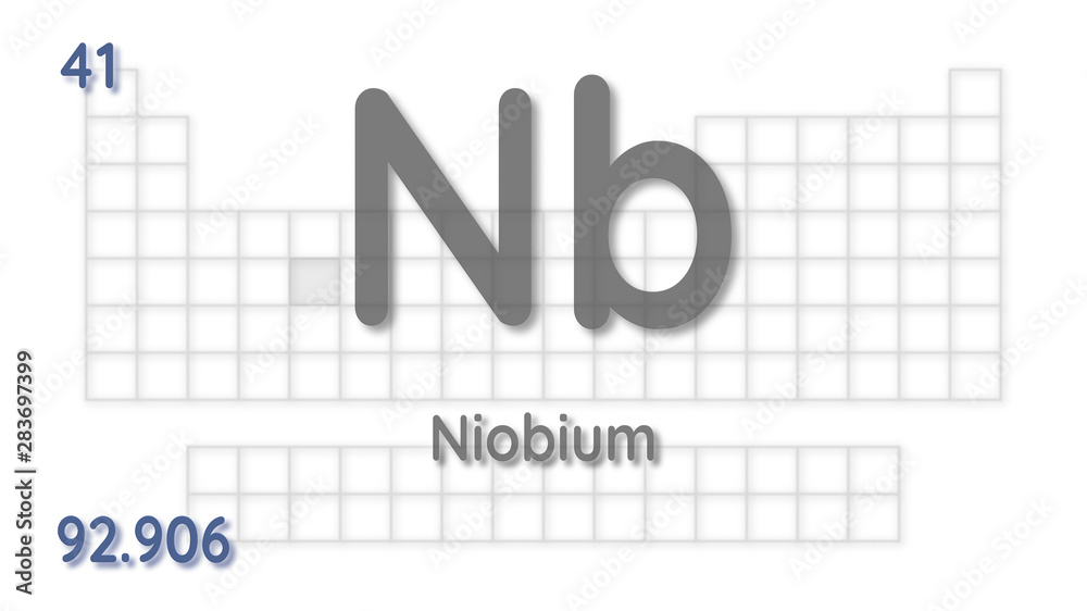 Niobium chemical element  physics and chemistry illustration backdrop