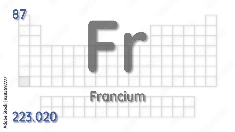 Francium chemical element  physics and chemistry illustration backdrop