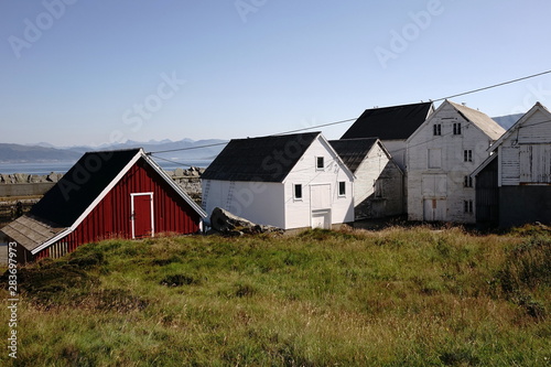 Vecchie case sull'isola di Runde Norvegia