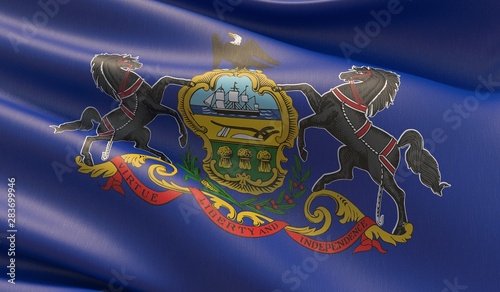 Fototapeta Naklejka Na Ścianę i Meble -  High resolution close-up Flag of Pennsylvania- United States of America states flags collection. 3D illustration.