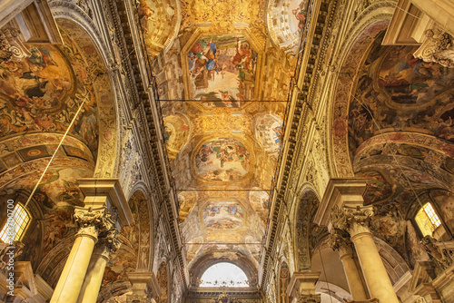 Interior of the 16th century baroque San Siro basilica